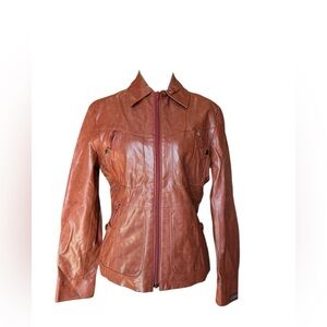 El Toro Bravo Women’s Vintage Brown Faux Leather Jacket Size US Small EU 36